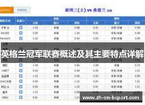 英格兰冠军联赛概述及其主要特点详解 英格兰冠军联赛概述及其主要特点详解